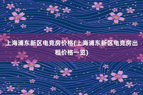 上海浦东新区电竞房价格(上海浦东新区电竞房出租价格一览)