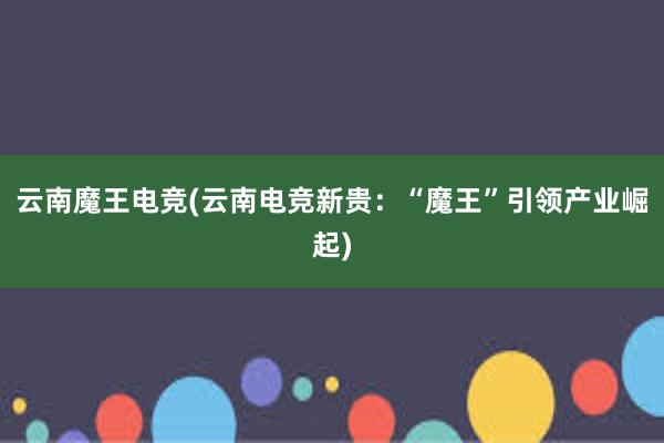 云南魔王电竞(云南电竞新贵：“魔王”引领产业崛起)