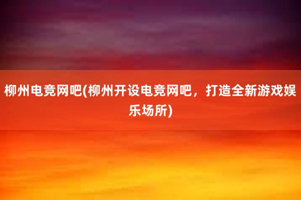 柳州电竞网吧(柳州开设电竞网吧，打造全新游戏娱乐场所)