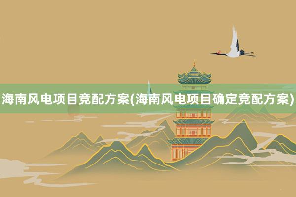 海南风电项目竞配方案(海南风电项目确定竞配方案)