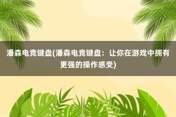 潘森电竞键盘(潘森电竞键盘：让你在游戏中拥有更强的操作感受)