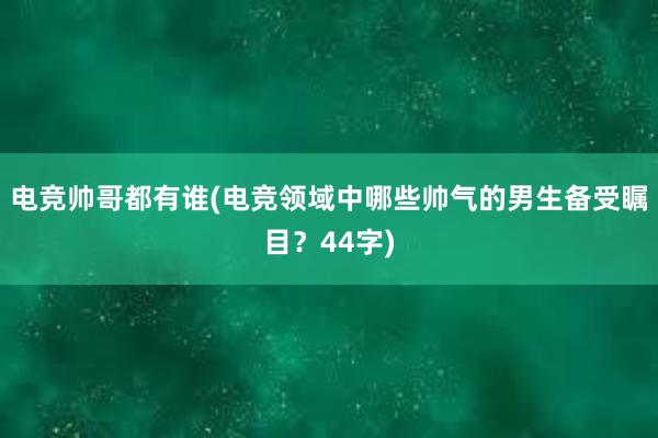 电竞帅哥都有谁(电竞领域中哪些帅气的男生备受瞩目？44字)