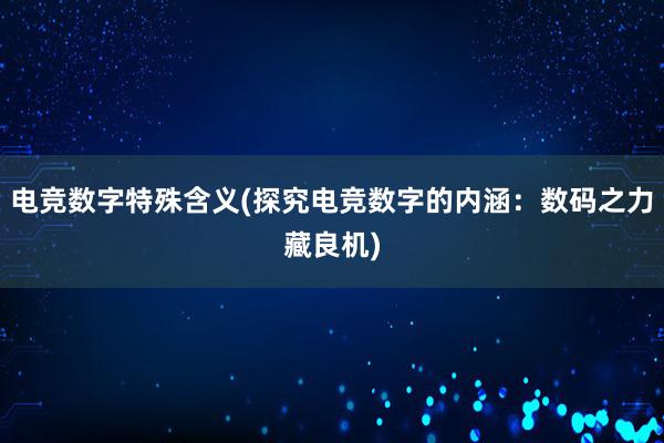 电竞数字特殊含义(探究电竞数字的内涵：数码之力藏良机)