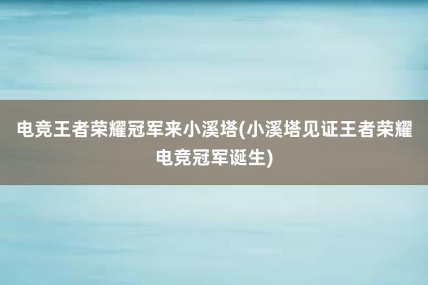 电竞王者荣耀冠军来小溪塔(小溪塔见证王者荣耀电竞冠军诞生)