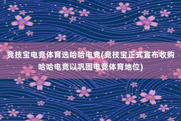 竞技宝电竞体育选哈哈电竞(竞技宝正式宣布收购哈哈电竞以巩固电竞体育地位)