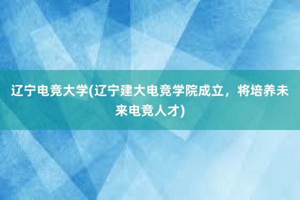 辽宁电竞大学(辽宁建大电竞学院成立，将培养未来电竞人才)