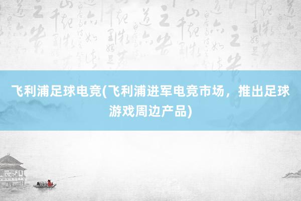 飞利浦足球电竞(飞利浦进军电竞市场，推出足球游戏周边产品)