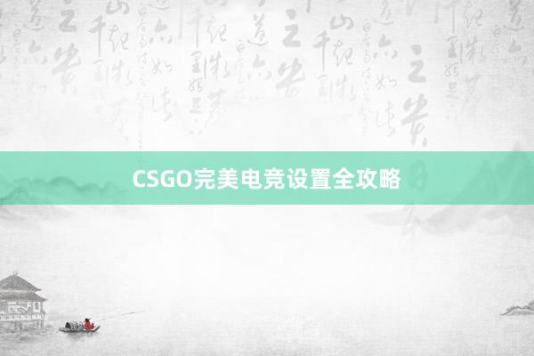 CSGO完美电竞设置全攻略