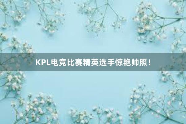 KPL电竞比赛精英选手惊艳帅照！