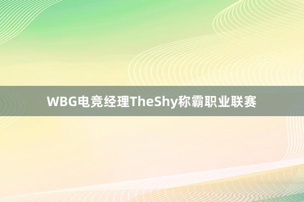 WBG电竞经理TheShy称霸职业联赛