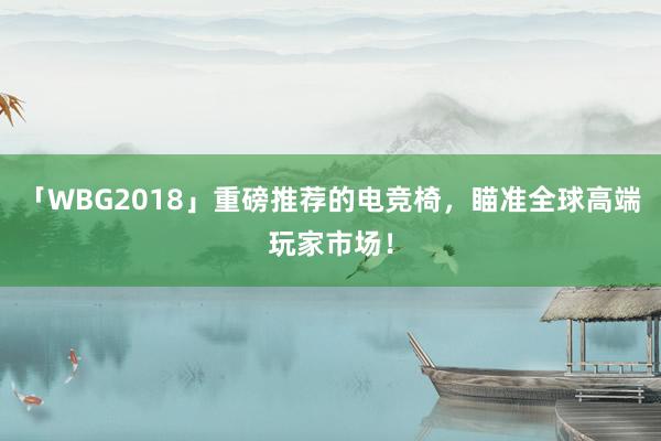 「WBG2018」重磅推荐的电竞椅，瞄准全球高端玩家市场！