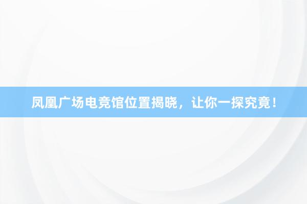 凤凰广场电竞馆位置揭晓，让你一探究竟！