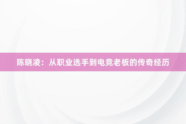 陈晓凌：从职业选手到电竞老板的传奇经历